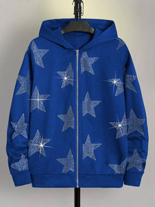 Men's <b>Lightweight</b> <b>Hoodies</b> in Solid Pattern Winter Season-Compatible Basics Cotton Blended Best Quality Rhinestones <b>Hoodies</b> - Product Image 4