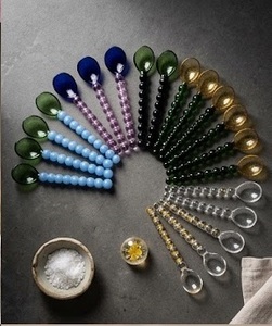 Cuillère à thé et à dessert en verre soufflé à la main, design moderne personnalisé, avec long manche, motif gourde multicolore, pour cadeaux de mariage - Product Image 3