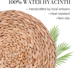 Set de 4 dessous-de-plat tressés en rotin et en feuilles de maïs style bohème, pour table de ferme, printemps, mariage, Noël, fête - Product Image 6