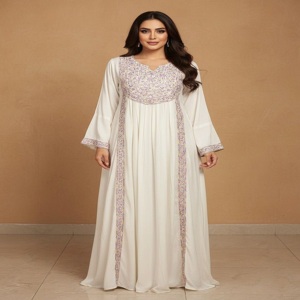 Kaftán Premium de Rayón con Bordado Multicolor de Lujo y Paneles con Detalles de Diamantes – Elegante Jalabiya Árabe Abaya al por Mayor - Product Image 2