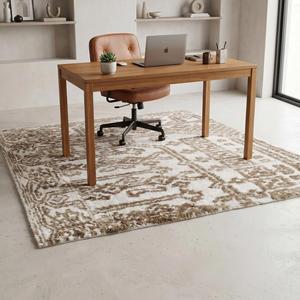 Tapis en laine noué à la main de style persan, beige ivoire traditionnel, motif floral, tapis plat doux pour la décoration du salon - Product Image 4