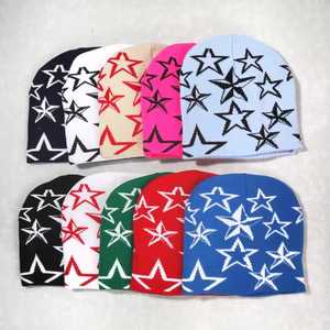 Unisex Star Pattern Beanie Hat 56-58CM Casual <b>Winter</b> <b>Cap</b> Acrylic Material Geometric Design Adult Knit Hat - Product Image 1