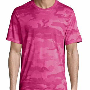Camiseta de Camuflaje Rosa para Hombre, Manga Corta, Cuello Redondo, Corte Regular, Tejido de Punto, Secado Rápido, Estilo Casual, 100% Poliéster, Impresión por Sublimación - Product Image 1