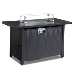 Tavolo da Esterno con Focolare a Gas da 43 Pollici in Pietra Vulcanica Nera, 50000 BTU - Product Image 2