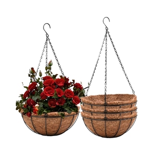 Panier suspendu mural de jardin en fonte robuste de 46 cm pour fleurs, mangeoire, cage à oiseaux pour oiseaux séchés et préservés, avec 3 anneaux de fixation en forme de S - Product Image 4