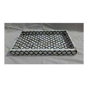 Luxury Resin & MOP Inlay Serving & <b>Storage</b> <b>Trays</b> For Wedding Ramadan Eid Festive Rectangular Modern Serving Platter For Tabletop - Product Image 2