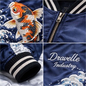 Chaqueta Sukajan de Marca Privada, Chaqueta Bomber de Satén Estilo Japonés con Bordado de Koi, Fabricante Mayorista - Product Image 5