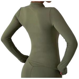 Custom Logo Lightweight Breathable Plus Size Athletic Fitness <b>Yoga</b> Top Long Sleeve Zipped <b>Jacket</b> Women Four-Way Stretch Sports - Product Image 2