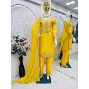 Juego de trabajo de lentejuelas y bordado azul para mujer de Sai Creation para ropa de fiesta talla M con detalles intrincados elegantes - Product Image 4