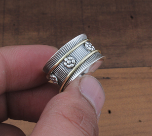 Classic Cluster <b>Ring</b> 925 <b>Silver</b> Textured Finish Bezel Setting Simple <b>Cross</b> Design Men's Gift Idea Wedding Band - Product Image 4