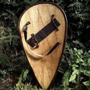 Bouclier Viking en bois contreplaqué et acier au carbone Ahmad, rayures violettes et jaunes, 24 pouces, fait main, décoratif, centre en métal personnalisable - Product Image 6