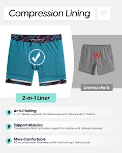 Pantalones Cortos Deportivos 2 en 1 para Hombre, 7 Pulgadas, Secado Rápido, para Correr y Gimnasio, Venta al Por Mayor OEM - Product Image 6