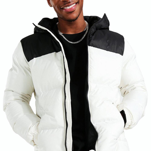 Chaqueta Acolchada de Moda, Color Blanco y Negro, Cortavientos, Informal, de Invierno, con Relleno de Poliéster y Cierre de Cremallera - Product Image 1