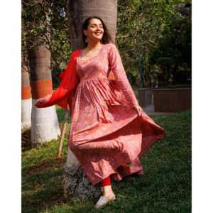 Conjunto de Traje de Manga Larga de Algodón Transpirable Color Naranja Miel Estilo Bohemio para Mujer, Talla XS - Product Image 2