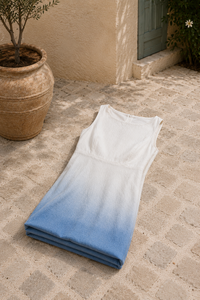 Robe longue décontractée sans bretelles en rayonne à carreaux bleus et blancs pour femme, style élégant, respirante, avec ourlet évasé et sans manches - Product Image 4