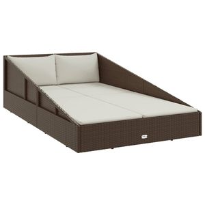 Sofá de Jardín en Ratán PE Color Crema Blanco y Marrón con Estructura de Acero y Poliéster - Product Image 2