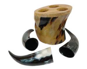 Support de vaisselle Viking en corne naturelle fait main, agate polie, écologique, décoration de Noël sur le thème des animaux - Product Image 3