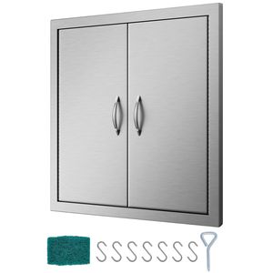 Porta d'accesso a doppia anta in acciaio inox spazzolato 24W x 24H per cucina esterna, isola barbecue e accessori per grill - Product Image 1