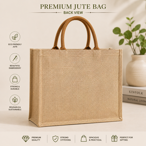Bolsa de Yute Premium con Bordado Floral, Bolsa de Compras Reutilizable Ecológica, Estilo Bohemio, Diseño Natural, para la Playa o Uso Diario - Product Image 6