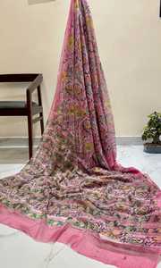 <b>Block</b> <b>Printed</b> Premium Double Diamond Chiffon Saree with Matching Blouse Piece Soft Lightweight Double Diamond Chiffon Saree - Product Image 2