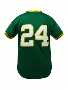 Maillot de baseball Oakland pour homme, manches courtes, vert, boutons sur le devant, haut de sport d'équipe, coupe régulière, toutes saisons - Product Image 5