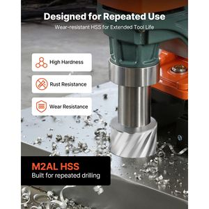 Set di 8 Frese Anulari con Gambo Weldon HSS, 6 Punte da 2 Pollici, Profondità di Taglio 7/8 Pollici, Diametro di Taglio per Trapani a Base Magnetica - Product Image 2