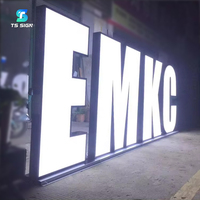 Enseigne LED lumineuse frontale en acier inoxydable, lettres en acrylique 3D éclairées, logo de marque commerciale lumineux pour devanture de magasin
