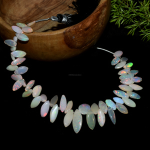 Perles de pierre d'opale éthiopienne naturelle supérieure multicolore 6x4 à 15x7 MM 6 pouces forme de marquise lisse unique pour la fabrication d'articles de bijoux - Product Image 3