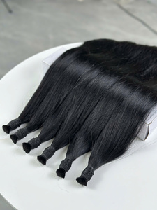 Cheveux naturels noirs lisses en vrac, double trame, cheveux humains vierges vietnamiens pour tressage, vente en gros - Product Image 4