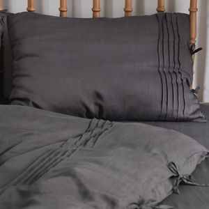 Parure de lit en Tencel 80s pré-lavée, taie d'oreiller unie avec fermeture à nouer, couleur unie, style moderne, taille et couleur personnalisables, OEM ODM - Product Image 4