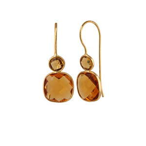 <b>Gold</b> Plated Citrine Drop <b>Earrings</b> Women's Classic <b>Dangle</b> Jewelry Bezel Setting Fashion <b>Earrings</b> Wholesale - Product Image 3