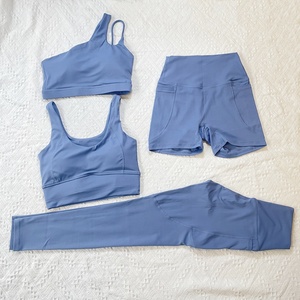Ensemble de sport sexy 2 pièces couleur unie pour femme, idéal pour le fitness, la gym et le yoga, en Spandex/Nylon, écologique, vente en gros - Product Image 6