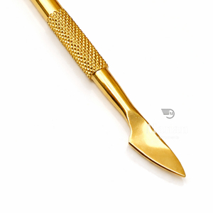 Luxury Gold Stainless Steel Lightweight Reusable Square Cuticle Pusher Scraper Double-Ended Diamond Knurled Handle Professional - Product Image 2