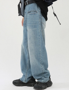 กางเกงยีนส์เดนิมแฟชั่นผู้ชายผ้าฝ้ายแท้ 100% ทรงตรงขากว้าง ไซส์พลัส ทรงหลวม สั่งตัดได้ - Product Image 2