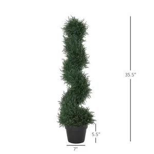 Albero di Cedro Artificiale a Spirale di Alta Qualità da 3 Piedi, Pianta Finta per Interni/Esterni con Vaso Pre-Incorporato - Product Image 4
