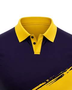 Camisa Polo Amarilla y Negra para Hombre, Manga Corta, Estampado Gráfico, Ropa Deportiva Informal, Transpirable, de Poliéster, para Golf, Tenis, Entrenamiento - Product Image 5