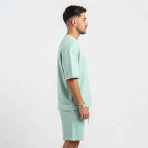 Custom LOGO Tracksuit Men's T Shirt and Short <b>Set</b> With Zipper Summer Breathable High Street Style <b>Knitted</b> T Shirts Shorts <b>Set</b> - Product Image 3