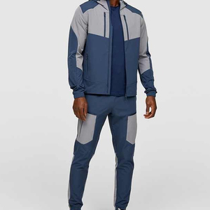 Ensemble de survêtement unisexe en nylon imperméable avec intérieur polaire et bandes réfléchissantes coupe-vent pour hommes – Vente en gros - Product Image 1