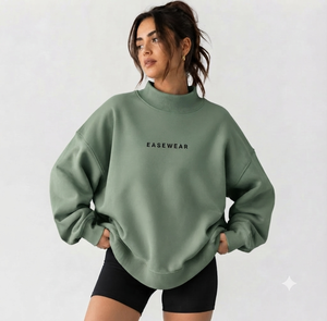 เสื้อสเวตเตอร์คอตตอนขนแกะโอเวอร์ไซส์ของผู้หญิง - Product Image 1