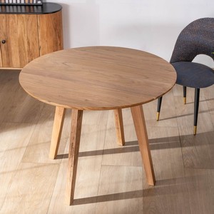 Vandana Crystal Aspect Round acacia wood <b>table</b> in <b>retro</b> Boomer style, 100 cm diameter - Product Image 5
