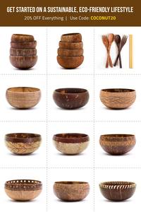 Cuencos de madera para charcutería, cuenco de coco de acacia, cuencos de coco jumbo grabados, ecológicos, para batidos, para camping, personalizados, reutilizables - Product Image 6
