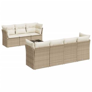 Conjunto de Sofás de Jardín de Ratán Sintético Beige con Acero y Vidrio Templado - Product Image 2