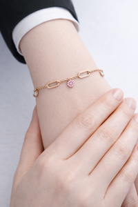 18ct Gold Enamel Daisy Flower Charm Bracelet for Women Colorful Cute Adjustable Chain Link Jewelry Daily Wear Party Gift - Product Image 6