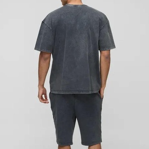Conjunto de 2 Piezas para Hombre, Camisa y Pantalones Cortos de Secado Rápido, 100% Algodón, Estilo Casual de Verano, Color Sólido, Servicio OEM con Logotipo Personalizado, Lavado Ácido - Product Image 2