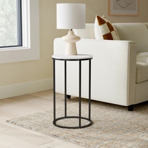 Mesa de Pedestal con Marco Vertical Texturizado, Tapa Redonda para Exhibición y Soporte Cruzado Reforzado, Base Elegante y Delgada para Bares - Product Image 3