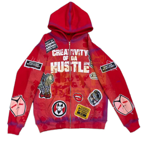 Sudadera con capucha y cremallera con gráfico personalizado para hombre, estilo urbano, oversize, Harajuku, vintage, punk, hip hop, informal. - Product Image 1