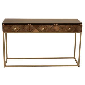 Modern Solid Wood Eco-Friendly Living Room & Hotel Panel <b>Console</b> <b>Table</b> with Drawer <b>Storage</b> and Iron Metal Legs - Product Image 1