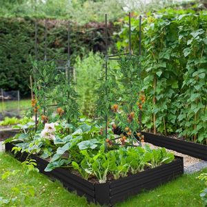 Fioriera rialzata nera 6FT X 3FT con asta di supporto, elegante traliccio e cancello per aiuole - Product Image 3