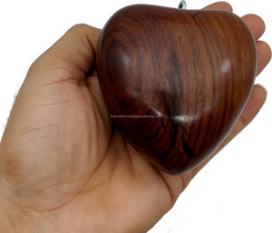 Handcrafted Wooden Heart Shaped Urn <b>Keepsake</b> Cremation <b>for</b> Human Pet <b>Ashes</b> Perfect <b>for</b> Adults & Infants with Brass Stand - Product Image 1