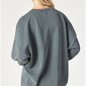 เสื้อสเวตเชิ้ตผ้าคอตตอนเทอร์รี่สำหรับผู้หญิง ไซส์พลัส ทรงหลวม แขนยาว ผ้าซักแล้ว สีพื้น เป็นมิตรต่อสิ่งแวดล้อม ระบายอากาศได้ดี - Product Image 2